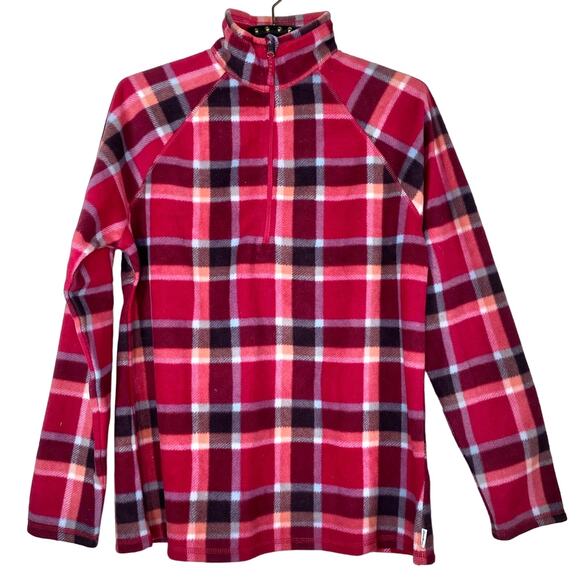 Eddie Bauer Jackets & Blazers - Eddie Bauer Plaid Mock Neck Fleece Quarter Zip Jacket Large